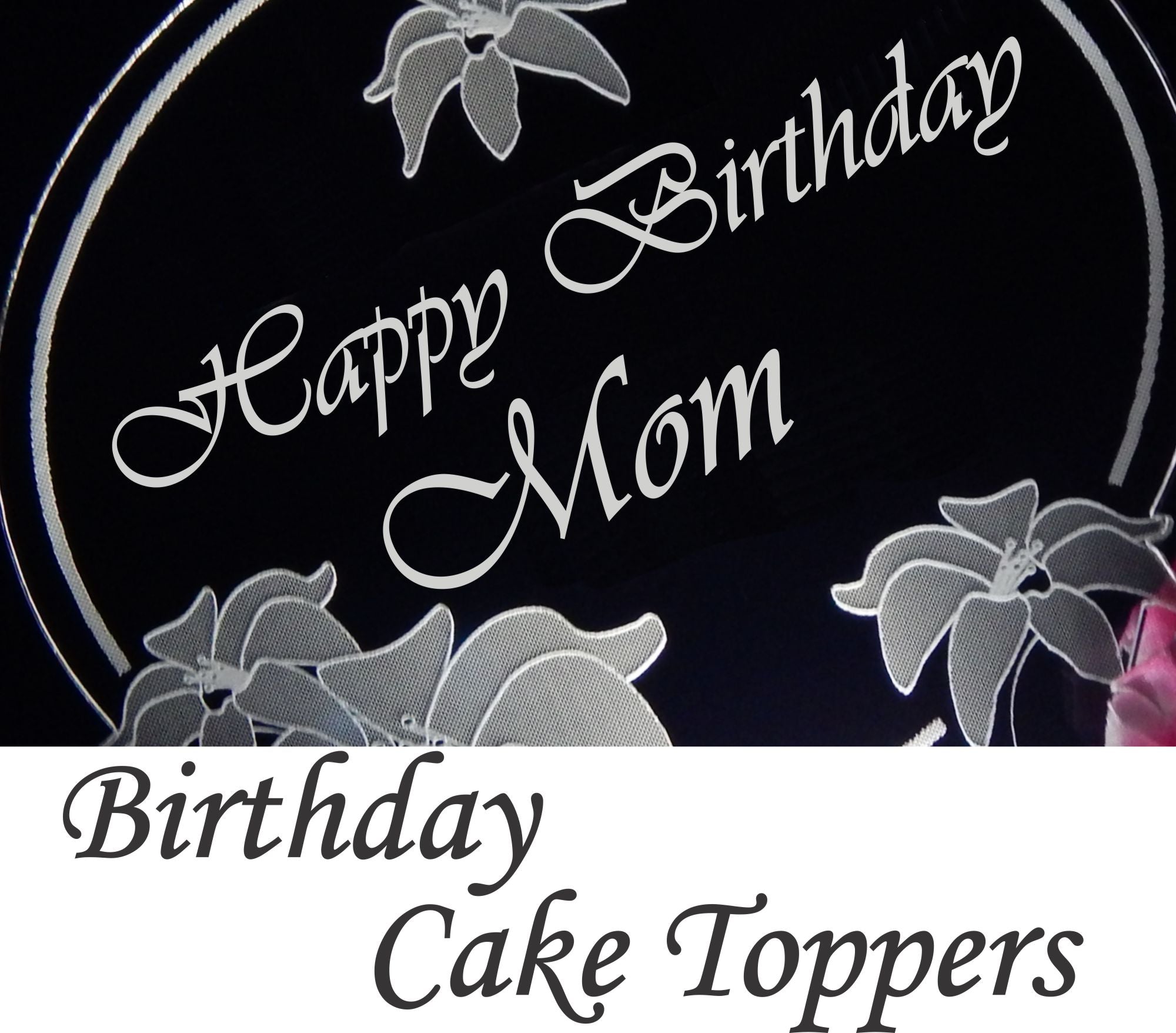 Personalized Rose and Rosebud Lighted Acrylic LED Birthday Cake