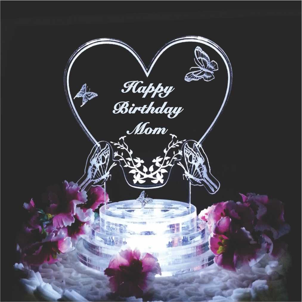 Personalized Monogram Heart Lighted Acrylic LED Wedding Cake Topper –  FinesseLaserDesigns