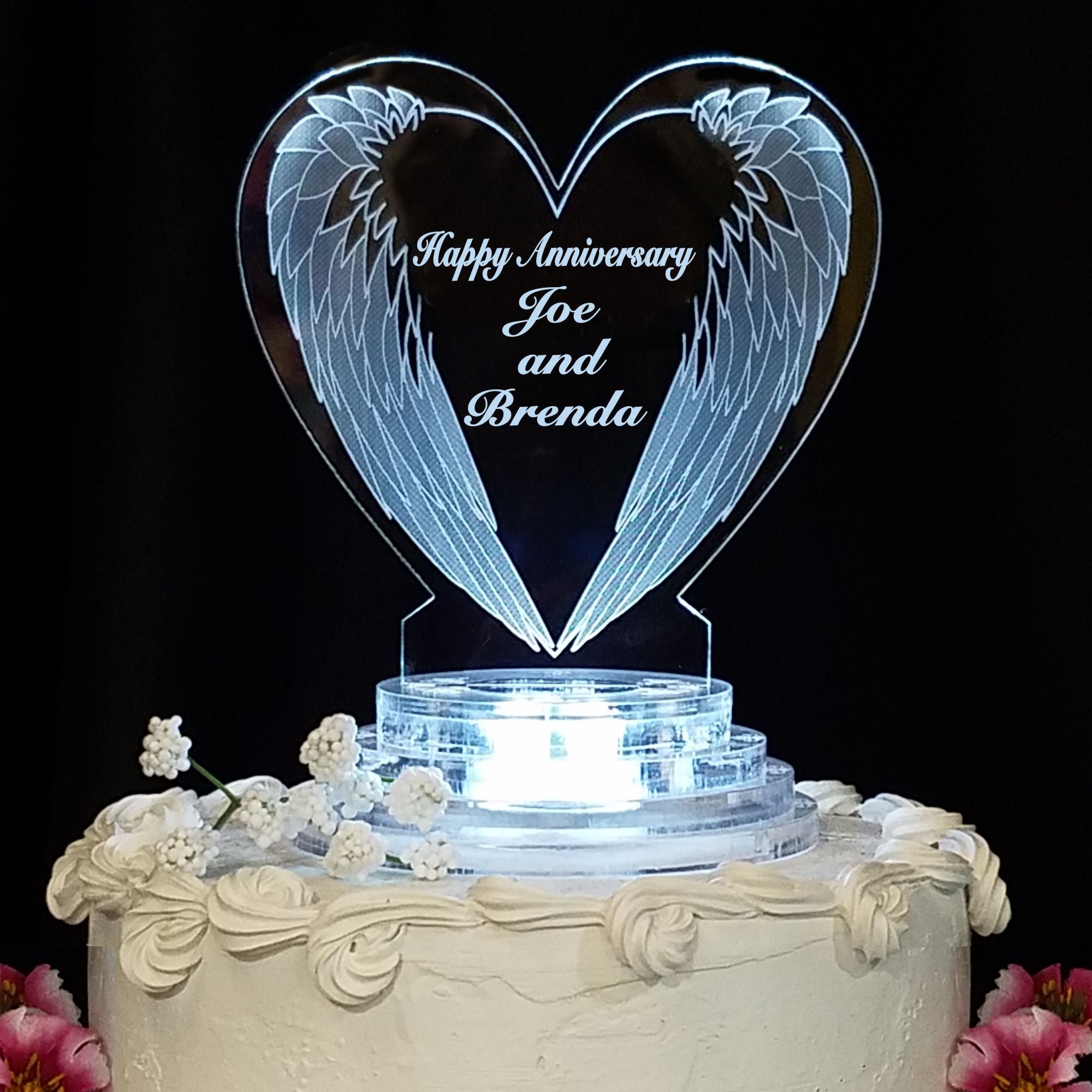 Happy Birthday heart shaped Love Flag Cake Topper Acrylic Letter Gold —  wowporium