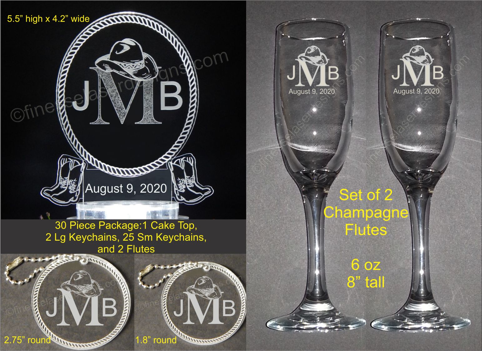 Set of 8 cheapest Monogrammed Glasses, Engraved Acrylic